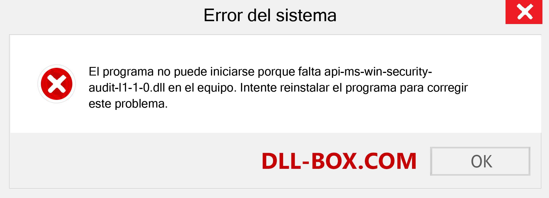 ¿Falta el archivo api-ms-win-security-audit-l1-1-0.dll ?. Descargar para Windows 7, 8, 10 - Corregir api-ms-win-security-audit-l1-1-0 dll Missing Error en Windows, fotos, imágenes